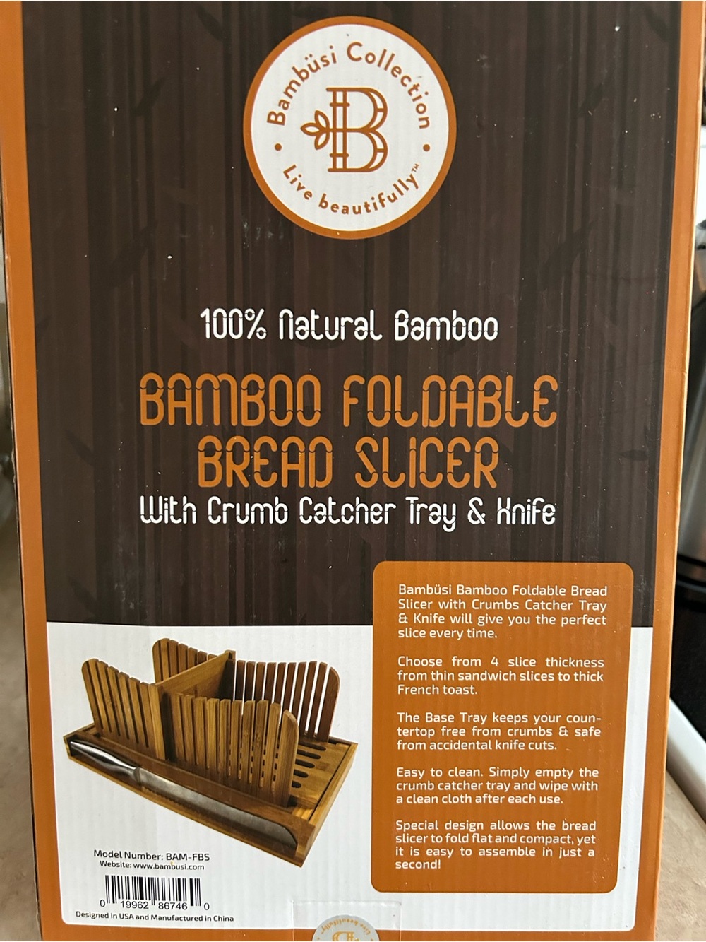 Bambüsi Bamboo Foldable Bread Slicer - Natural Bamboo